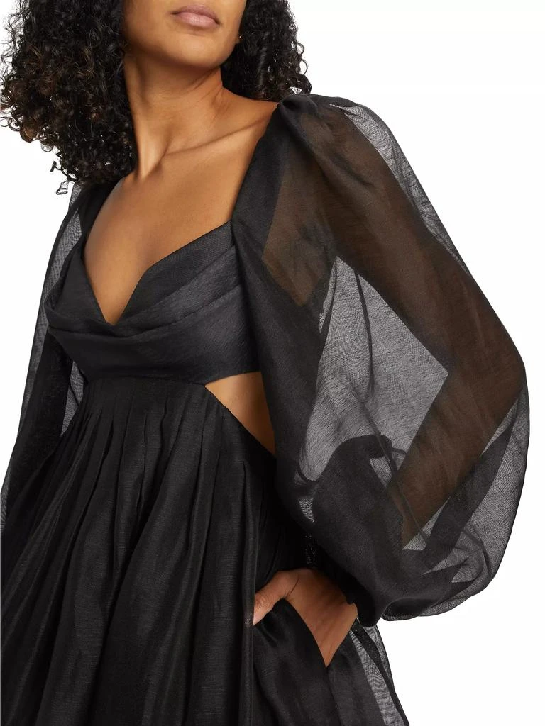 Zimmermann Harmony Linen-Silk Cut-Out Minidress 6