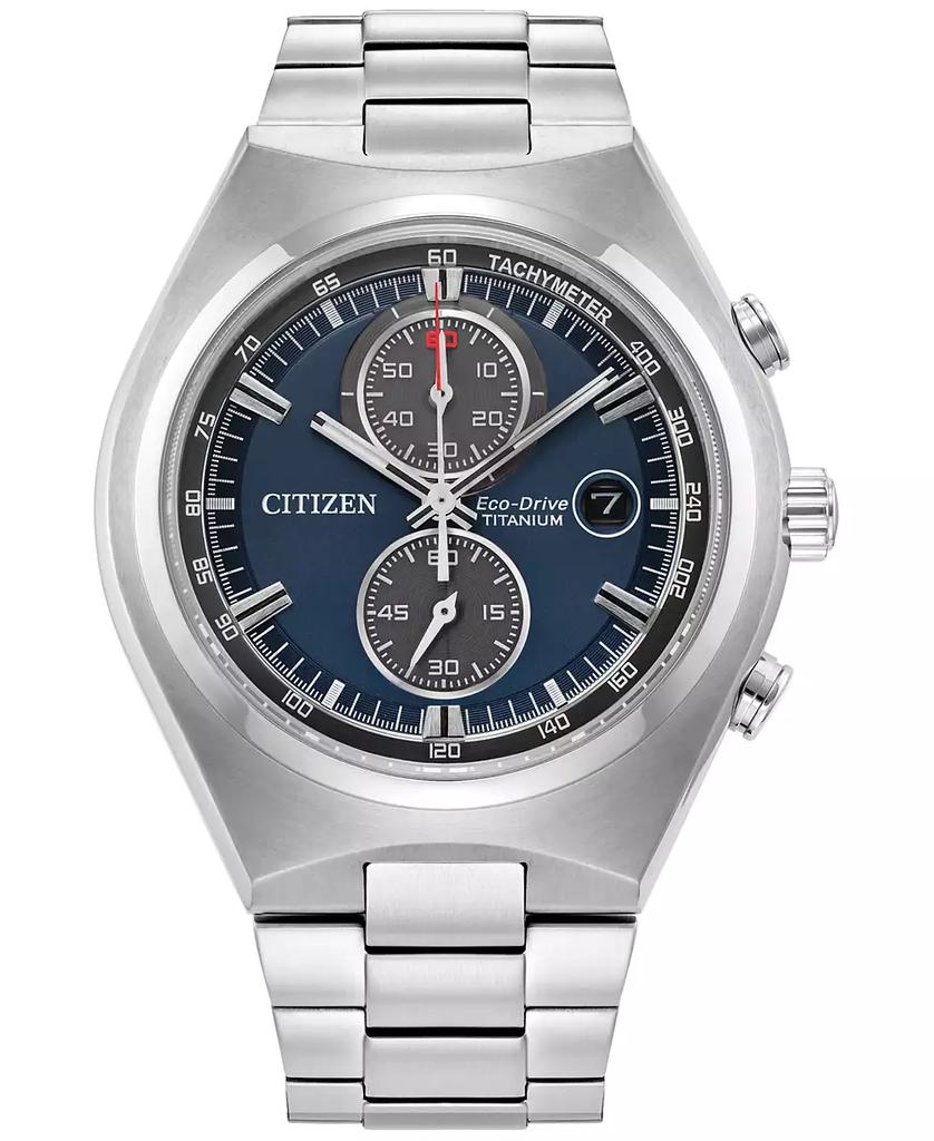 Citizen Eco-Drive Men's Chronograph Weekender Silver-Tone Titanium Bracelet Watch 43mm, Created for Macy's