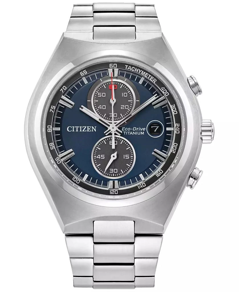 Citizen Eco-Drive Men's Chronograph Weekender Silver-Tone Titanium Bracelet Watch 43mm, Created for Macy's 1
