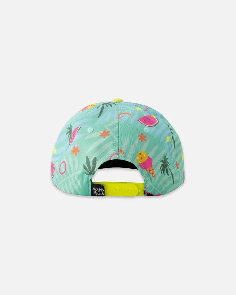Deux par Deux Flat Brim Allover Print Cap Blue Beach Print 2