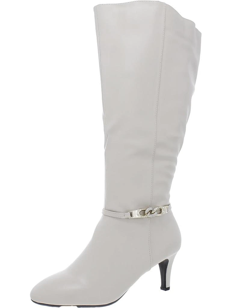 Karen Scott Hanna Womens Faux Leather Wide Calf Knee-High Boots 1