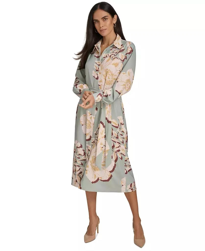 Calvin Klein Women's Printed Long-Sleeve A-Line Shirtdress 1