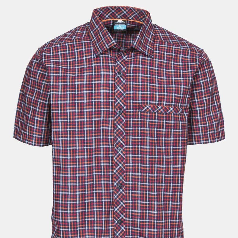 Trespass Mens Baffin Short Sleeve Casual Shirt Prune Check 2