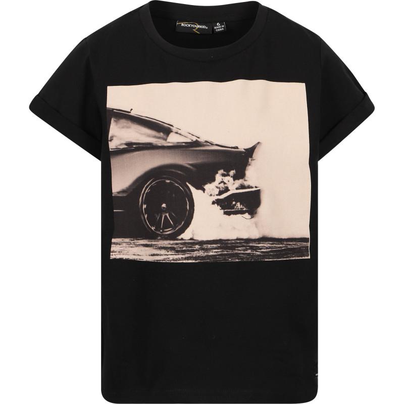 Rock Your Baby Car print t shirt in black