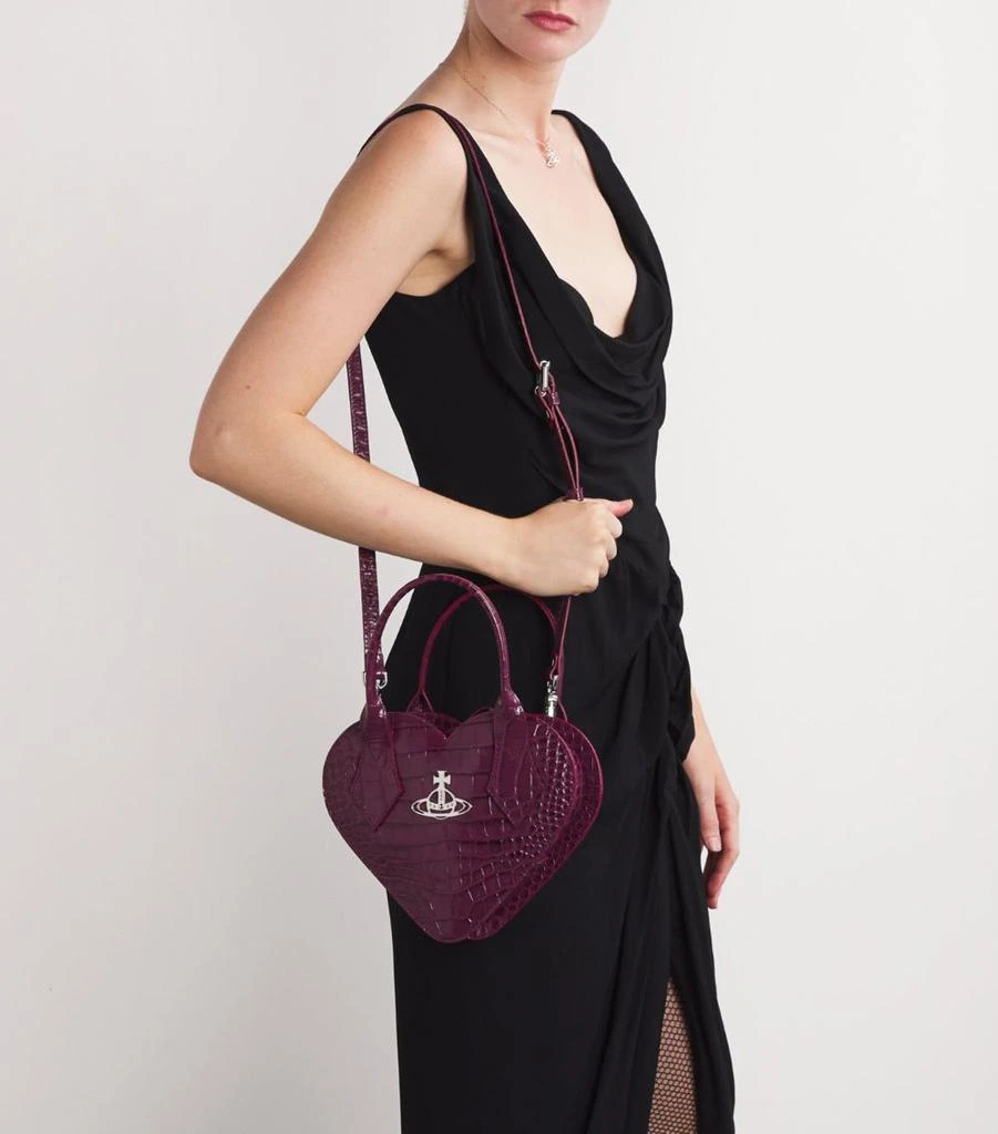 Vivienne Westwood Leather Croc-Embossed Josephine Heart Bag 5