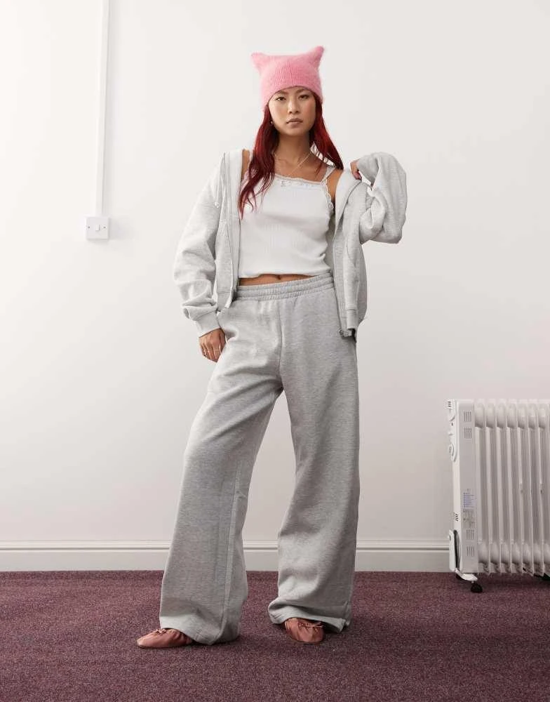 Weekday Weekday wide leg joggers in grey melange 1