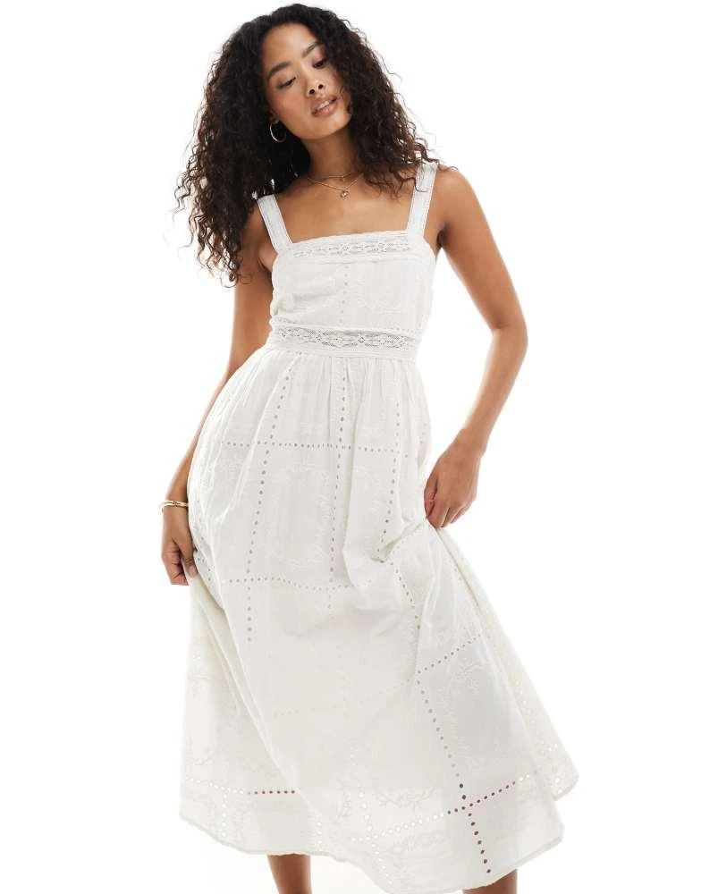 white christmas dresses Broderie Lace Midi Dress (Cream) main image 1
