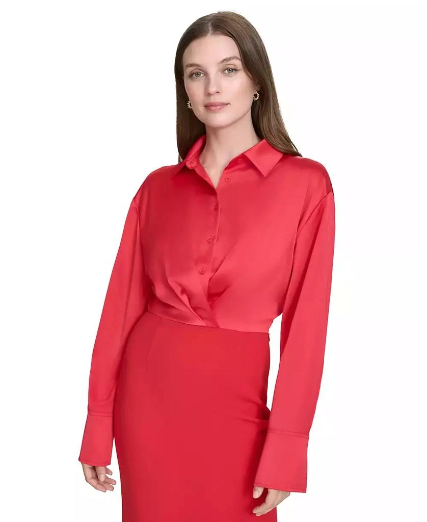 embellished long sleeve angled hem mini dress in blue Mac Duggal Women's Embellished Long Flare Sleeve Mesh A-Line Dress - Blue - Size 8