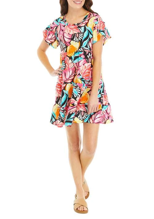 Crown & Ivy™ Ivy Womens Short Sleeve Printed Ric Rac Dress 1