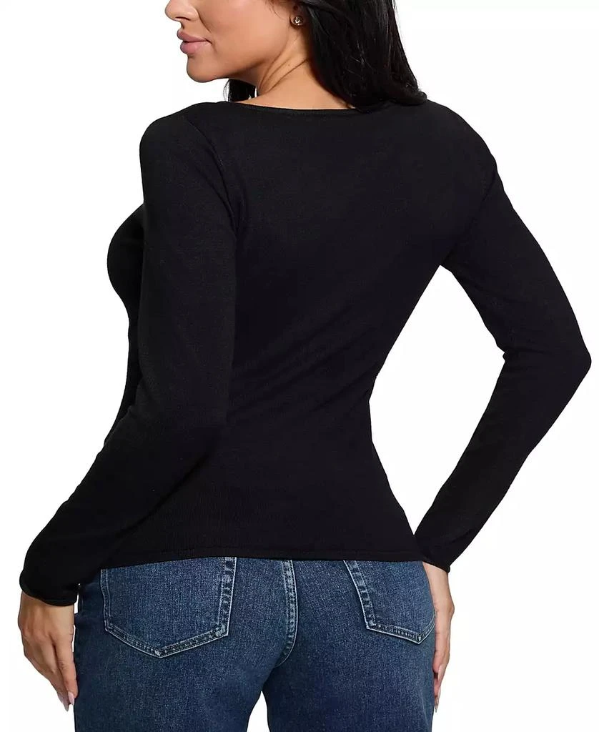 GUESS Women's Eliza Rhinestone-Logo Boat-Neck Sweater 2