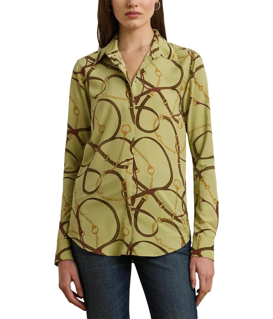 Ralph Lauren Classic Fit Belting-Print Crepe Shirt 1