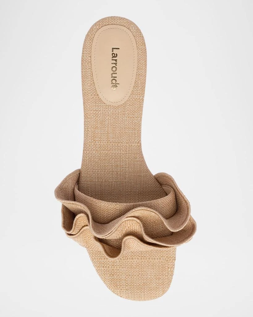 Larroude Ivy Raffia Ruffle Flat Slide Sandals 3