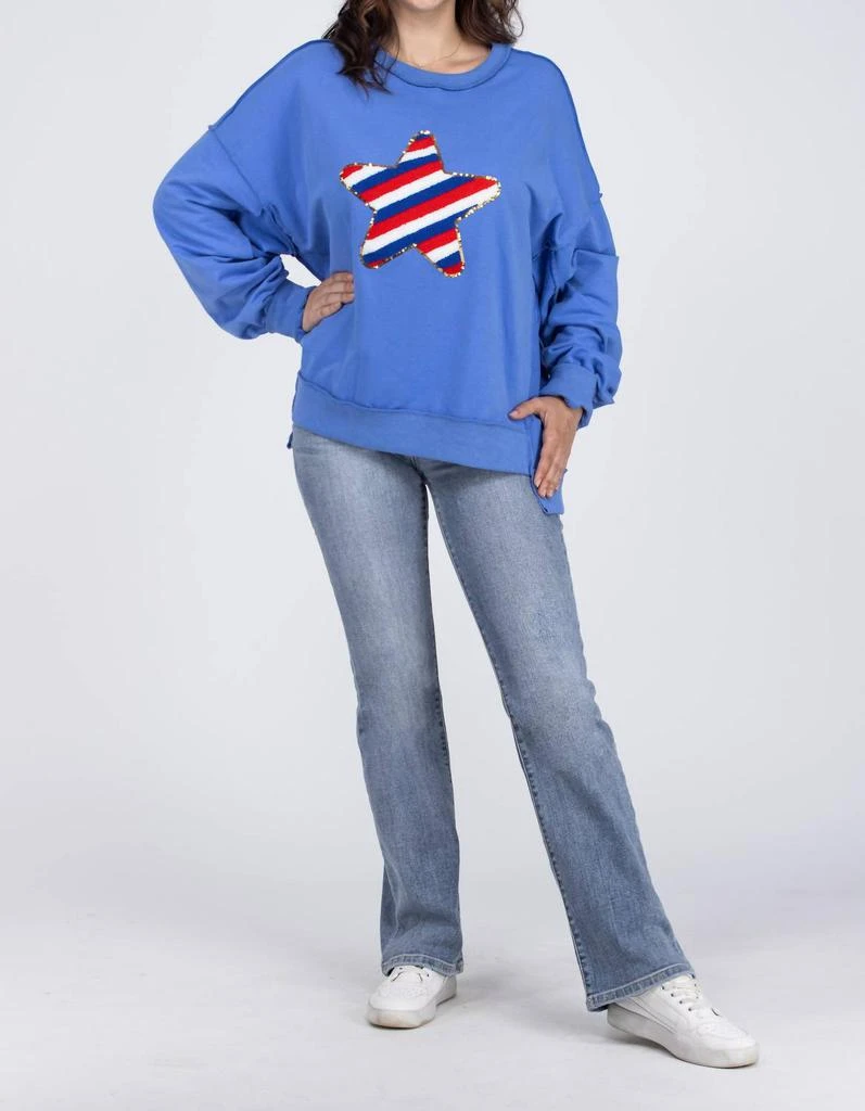 FANTASTIC FAWN Fantastic Fawn - Star Spangled Asymmetrical Long Sleeve Sweatshirt 4