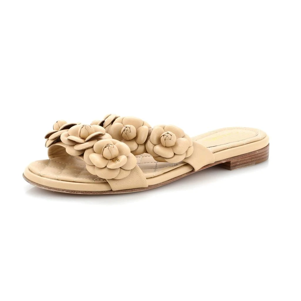 Chanel Women's Camellia Double Strap Sandals Leather 1