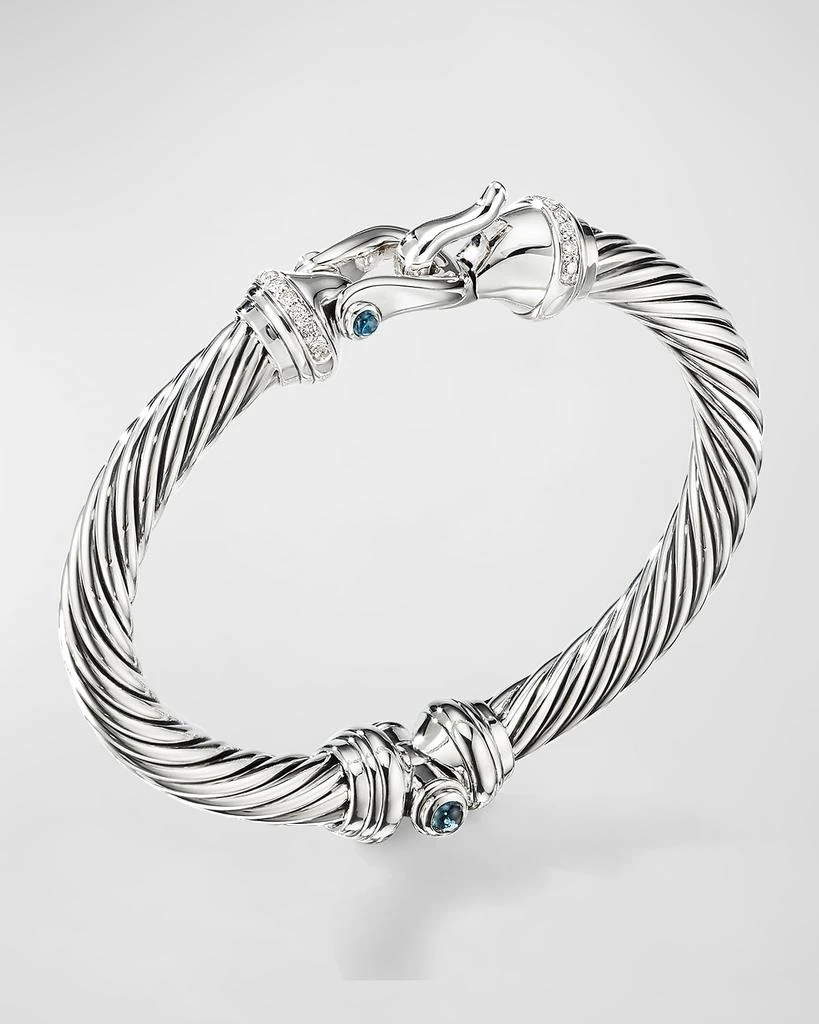 David Yurman 7mm Cable Buckle Bracelet w/ Diamonds & Topaz 1