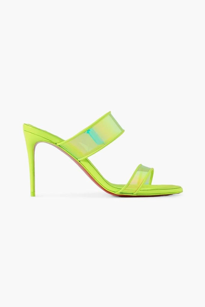 Just Loubi 85 neon leather-trimmed iridescent PVC mules – On Sale