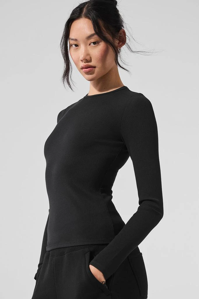 Alo Ribbed Modal Long Sleeve - Black 4