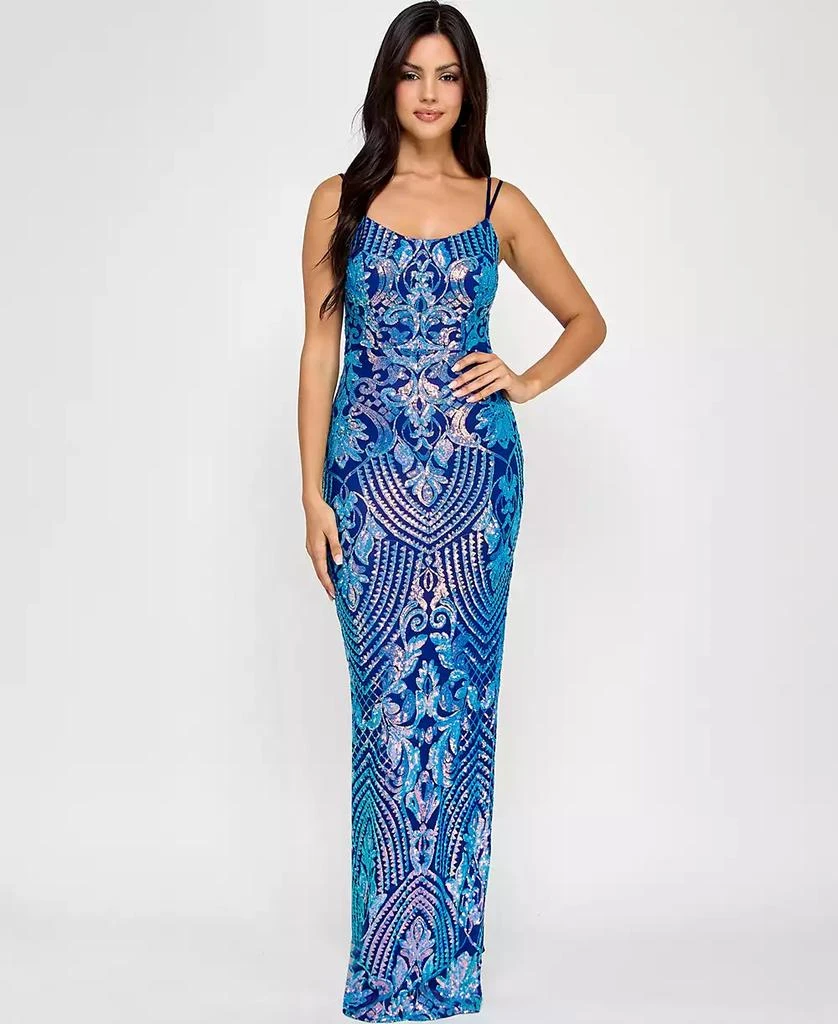 Emerald Sundae Juniors' Sequined Side-Slit Gown, Created for Macy's 1