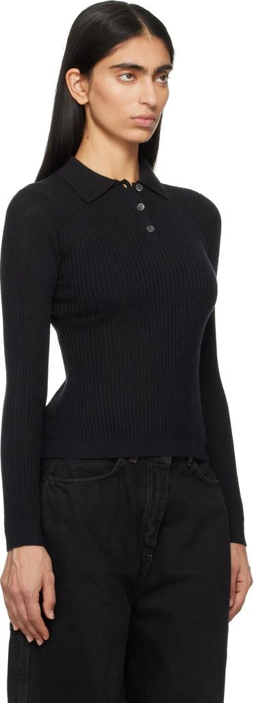 Guest in Residence Black Long Sleeve Shrunken Polo 2