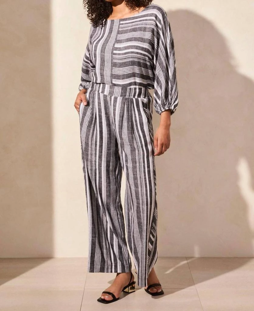 Tribal Pull On Flowy Wide Leg Pants In Black 2
