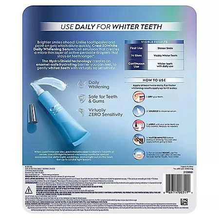 Crest Crest 3DWhite Daily Whitening Serum, Advanced Enamel White + LED Light Treatment 6
