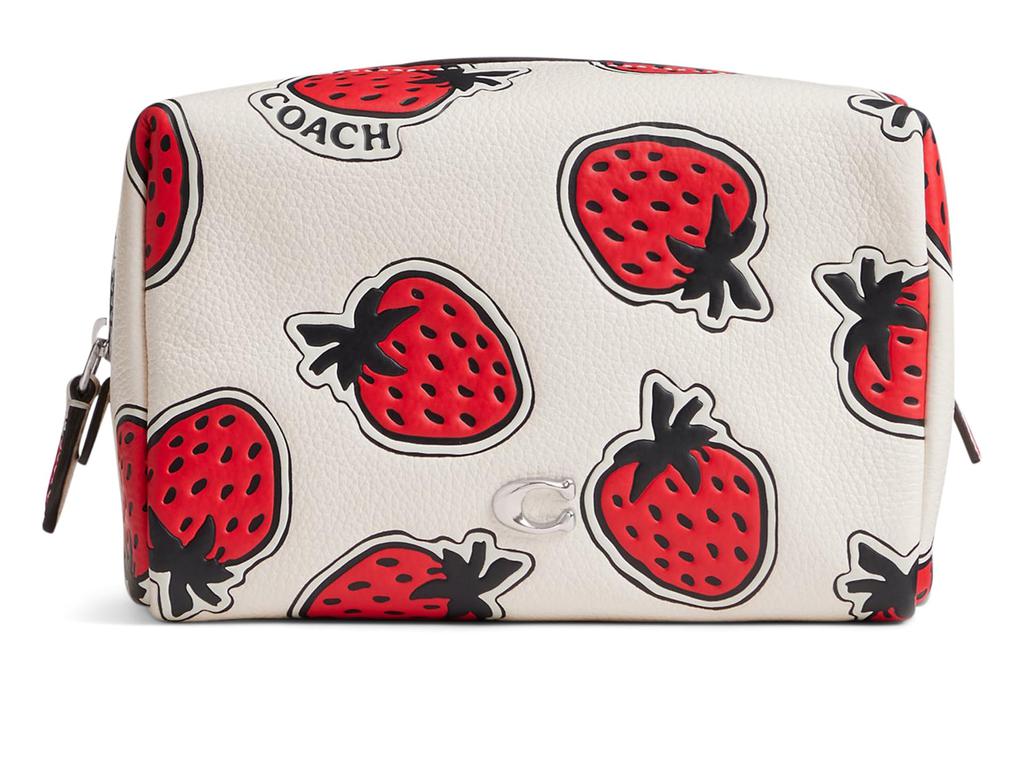 Coach shops Small Boxy Cosmetic Case bag In Signature Canvas With Strawberry Print