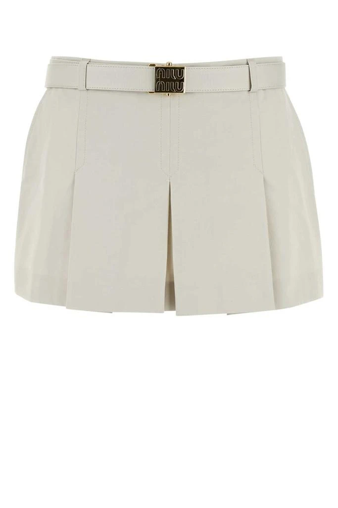 Miu Miu Miu Miu Low-Rise Logo-Buckle Pleated Mini Skirt 1