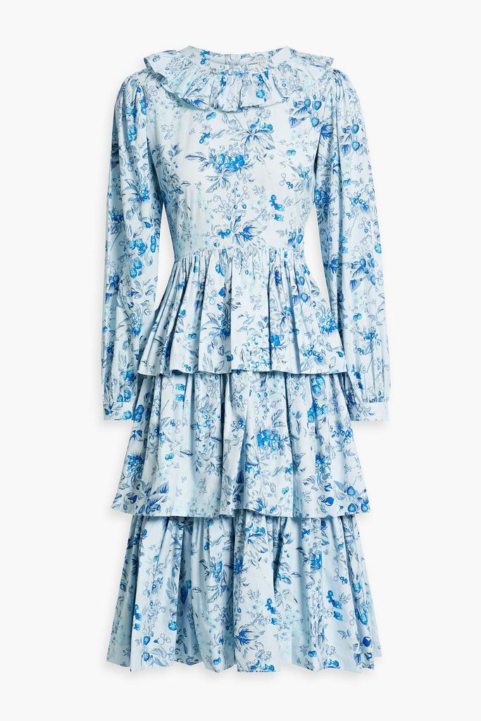 BATSHEVA Welsh tiered floral-print cotton-poplin dress