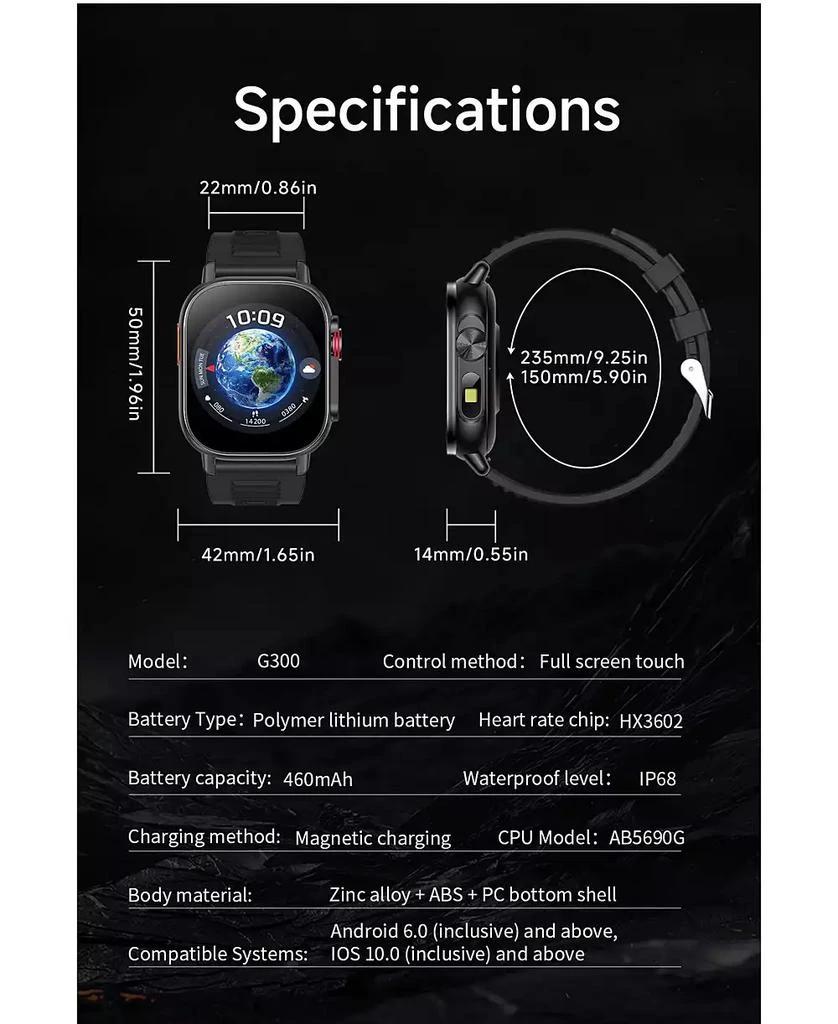 RUXING Smart 2.01" HD Screen Smart Watch for Women Men Outdoor Sport Multifunctional With GPS Health Monitoring, Bluetooth Calling, IP68 -Orange 10