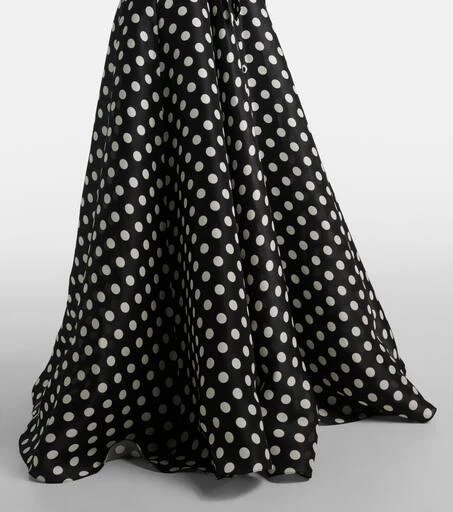 Carolina Herrera Floral-appliqué polka-dot silk gown 6