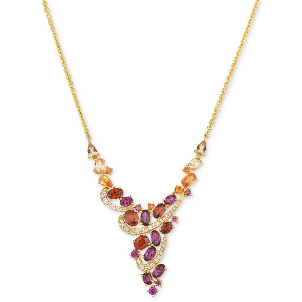 Le Vian Multi-Gemstone (5-1/8 ct. t.w.) & Vanilla Diamond (1/3 ct. t.w.) Statement Necklace in 14k Gold, 19" + 2" extender