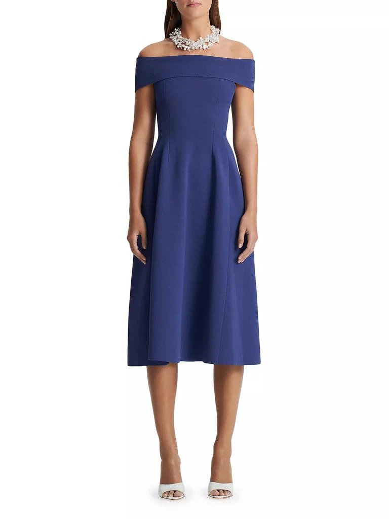 Scanlan Theodore Off-The-Shoulder Crepe Knit Midi Dress 2