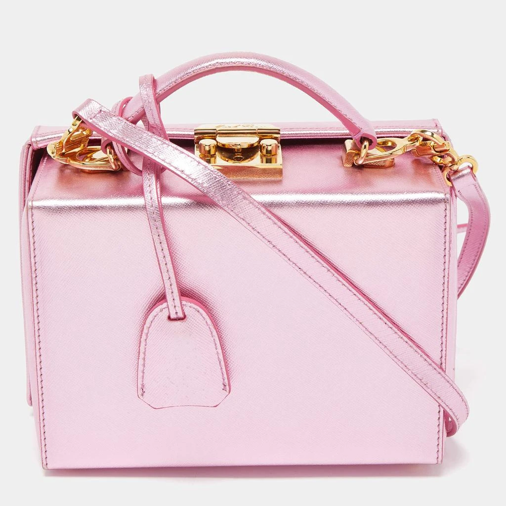 Mark Cross Mark Cross Pink Glossy Leather Grace Box Bag  1