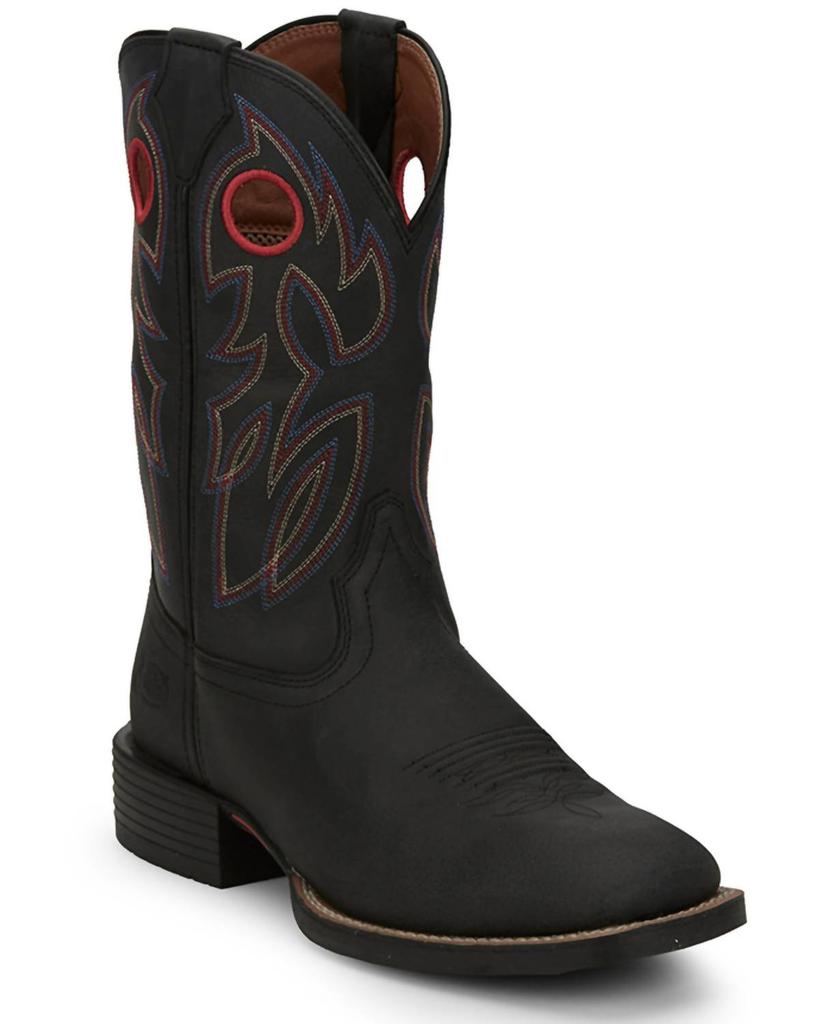 Justin Men's 11" Bowline Western Boots - Broad Square Toe - Medium Width In Black