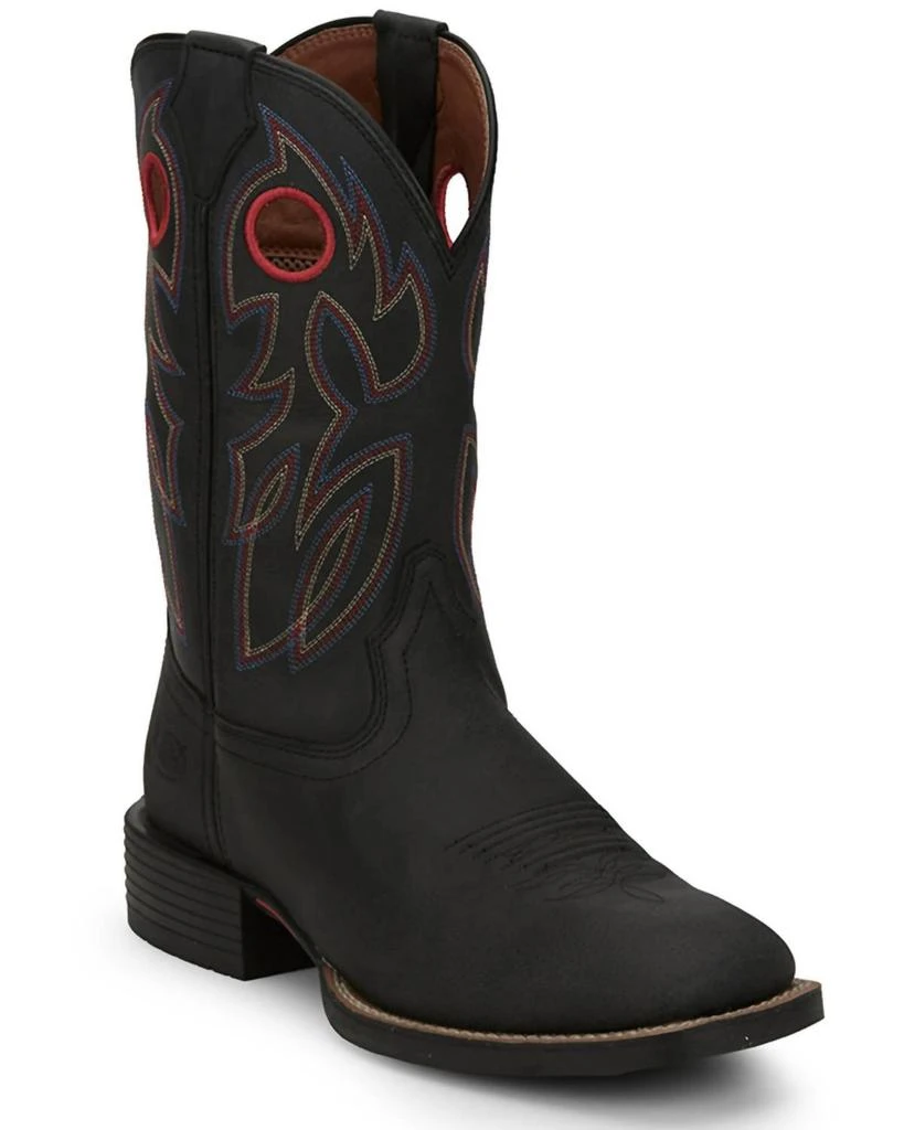 Justin Men's 11" Bowline Western Boots - Broad Square Toe - Medium Width In Black 1