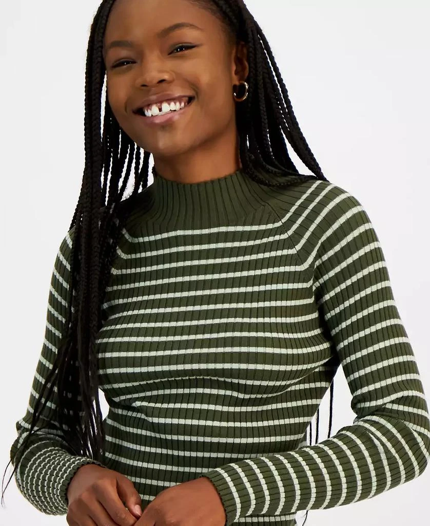 Hooked Up by IOT Juniors’ Fine Gauge Mock-Neck Striped Sweater 3