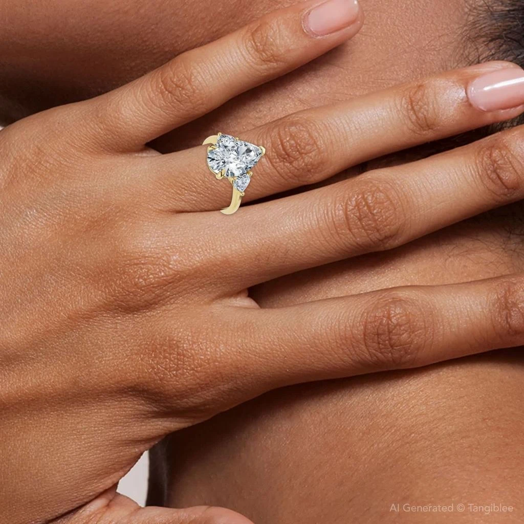 Pompeii3 Certified 3.40Ct Pear 
Heart  Engagement Ring 14k Gold or Platinum Lab Grown 3