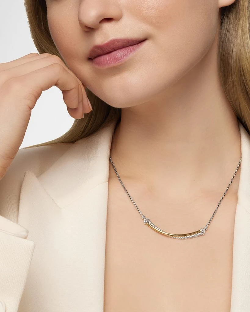 David Yurman Crossover Bar Necklace in Silver and 18K Gold 7