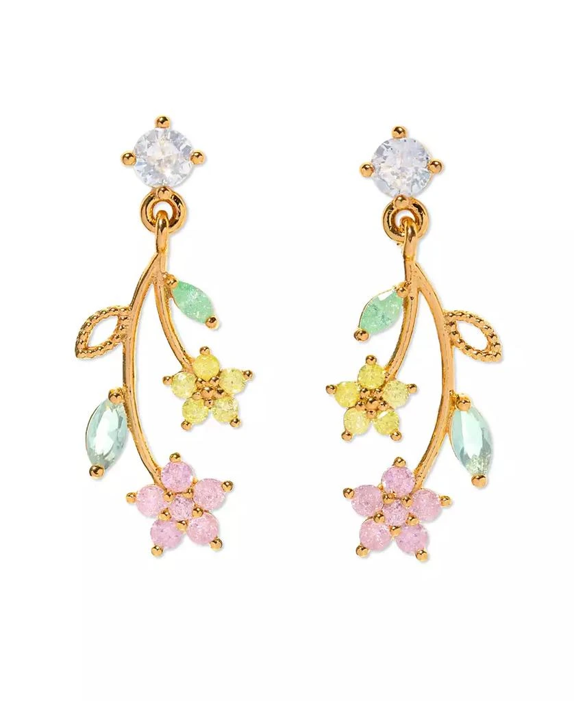 Girls Crew Crystal Flower Stem Dangle Earrings