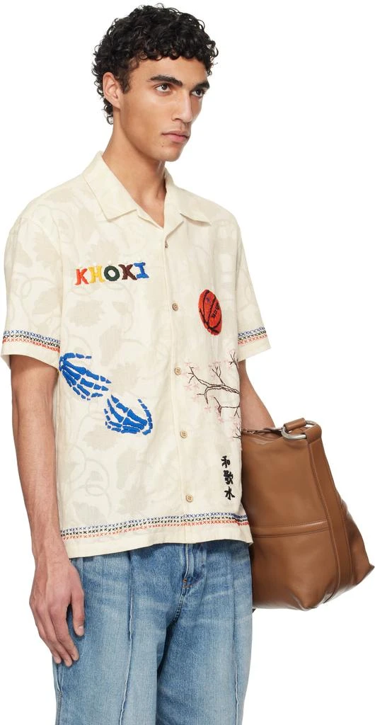 Khoki Off-White Hand Embroidered-Design Shirt 2