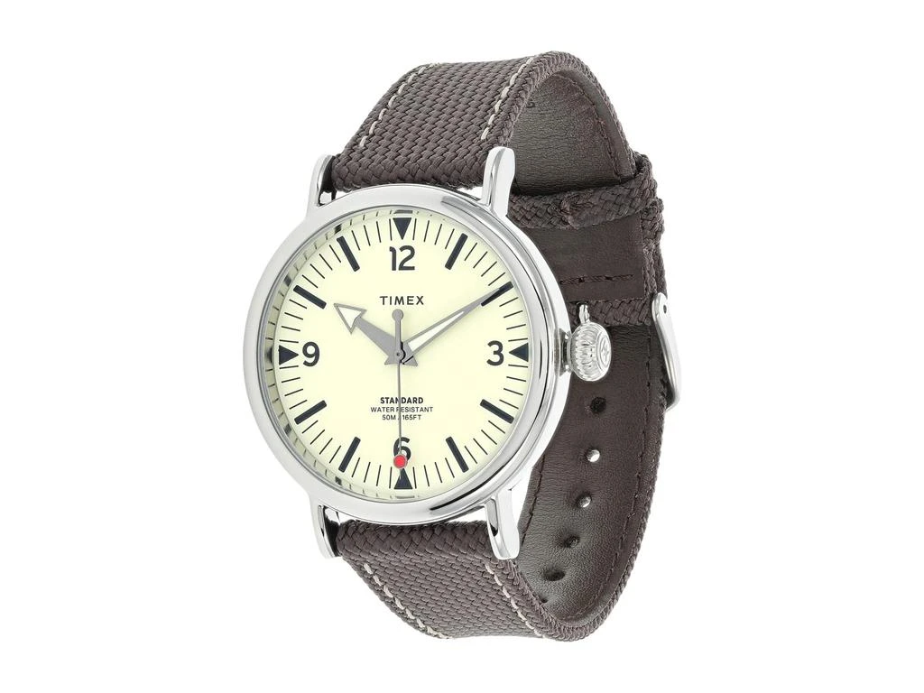 Timex 40 mm Standard 3-Hand Leather Combo Strap Watch 1