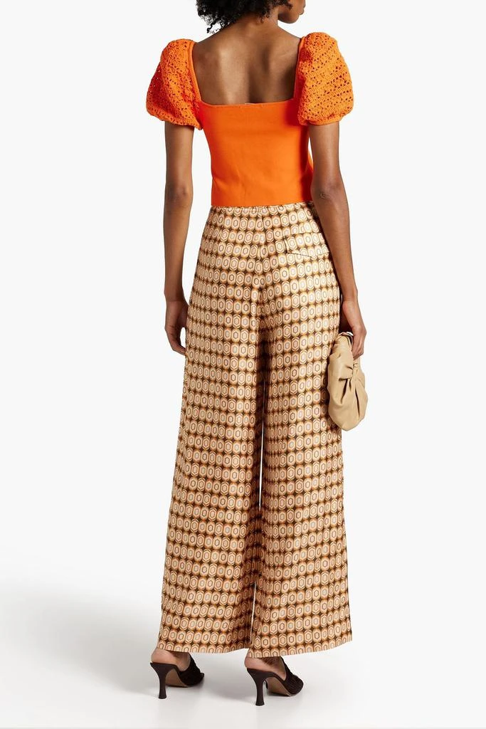 Alice + Olivia Caley crochet-paneled stretch-jersey top 3