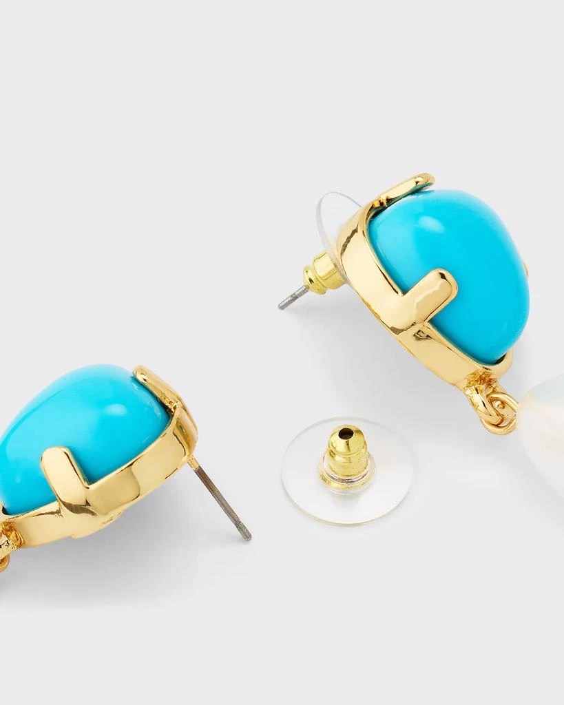 Kenneth Jay Lane Gold Turquoise Pearl Drop Earrings 4