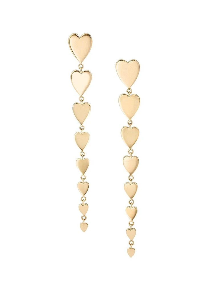 LANA 14K Yellow Gold Linear Heart Earrings 1