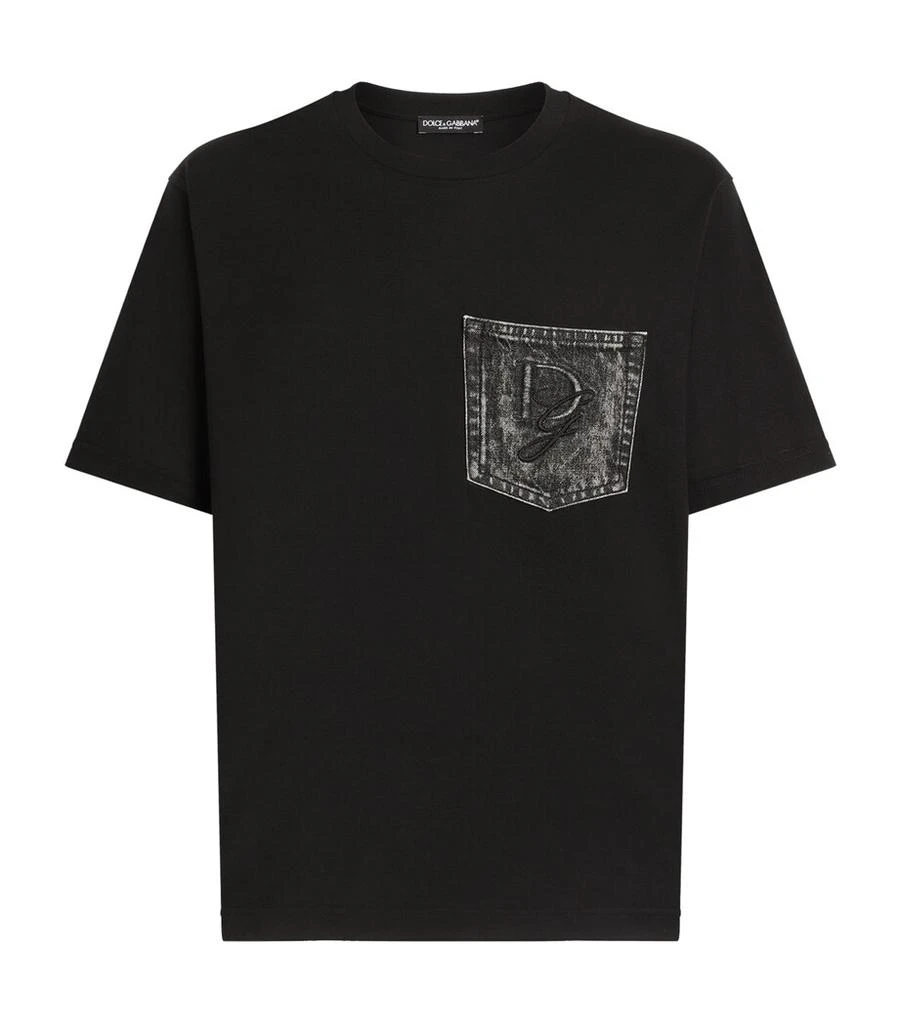 Dolce & Gabbana Cotton Denim-Patch T-Shirt 1