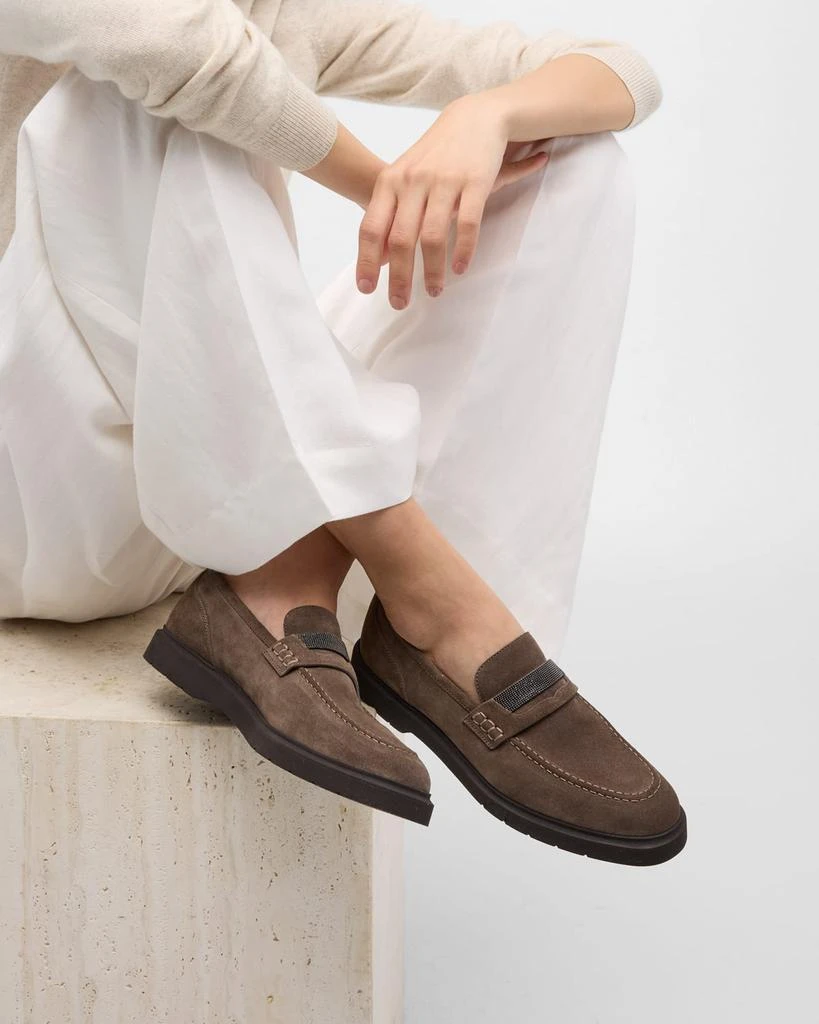 Brunello Cucinelli Suede Monili Penny Loafers 2