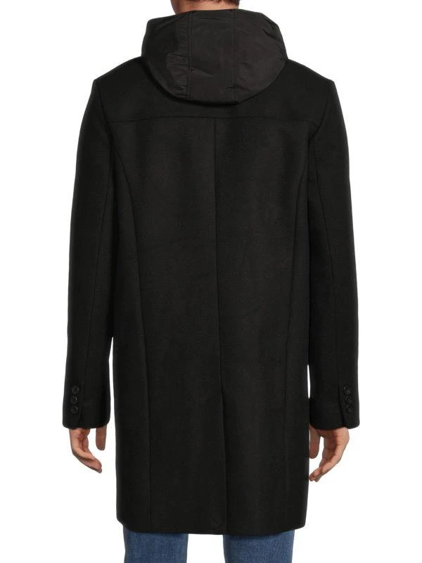 Kenneth Cole Melton Walker Mixed Media Hooded Bib Overcoat 2