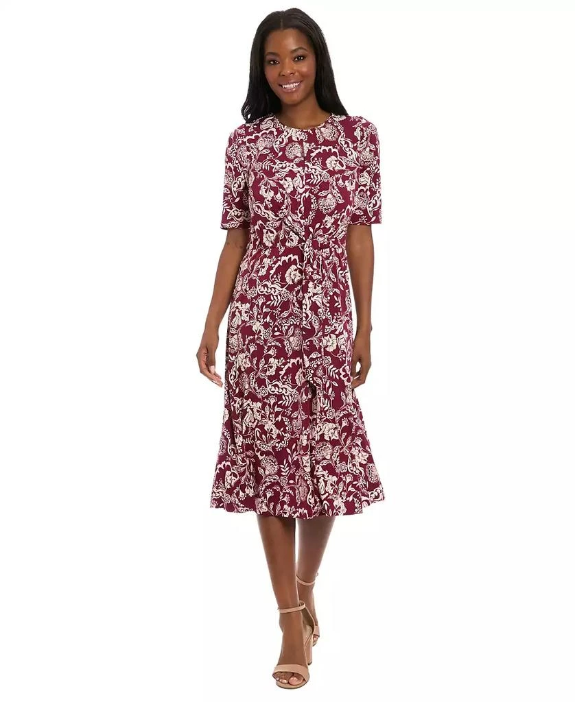 knee length dresses for ladies REBA by London Times Navy & Royal Blue Wrap Midi Dress