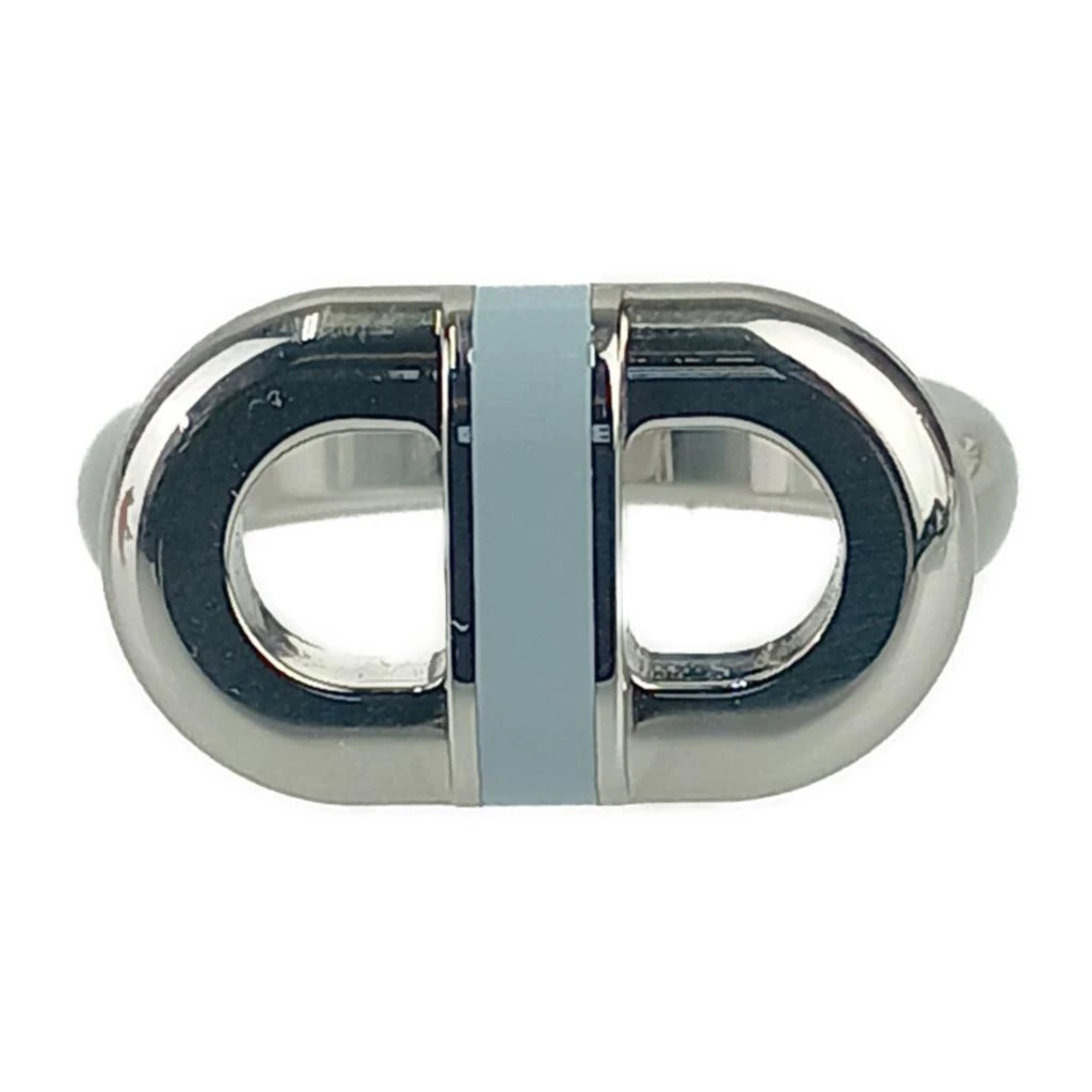 Hermes blue Lin Lacquer Metal Stainless Steel Band Ring (Pre-Owned)