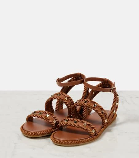 Valentino Rockstud Torchon leather sandals 4